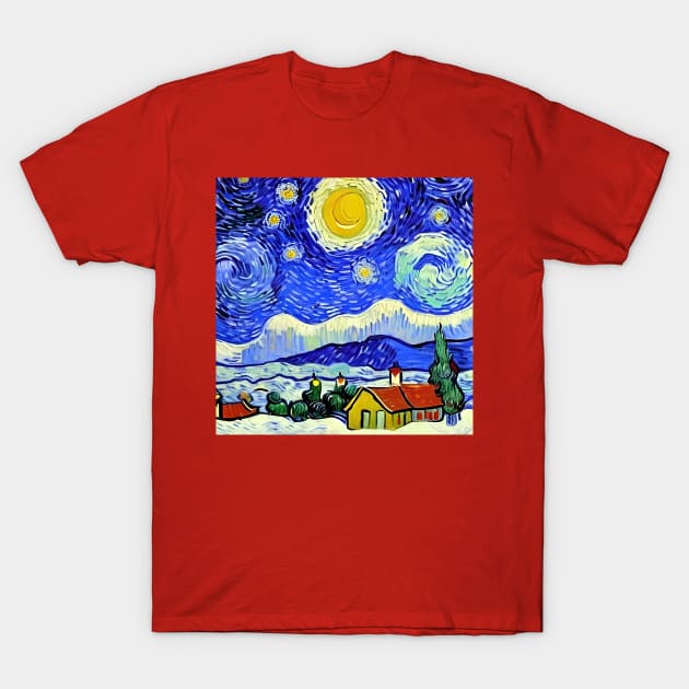 Christmas - Van Gogh Style T-Shirt by Crestern